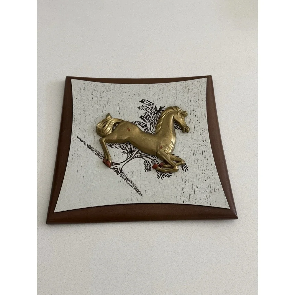 Vintage MCM Burwood Products 3D Arabian Horse Wood Wall Hanging 14